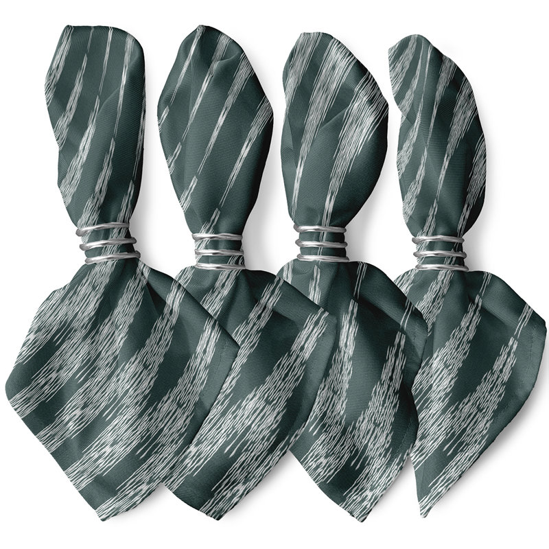 Lachlyn Polyester Geometric Square Napkin, Dark Green