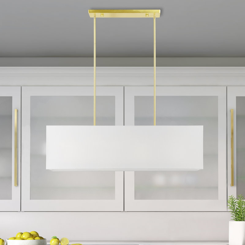 Ashauna 4-Light Dimmable Rectangular Chandelier, Satin Brass