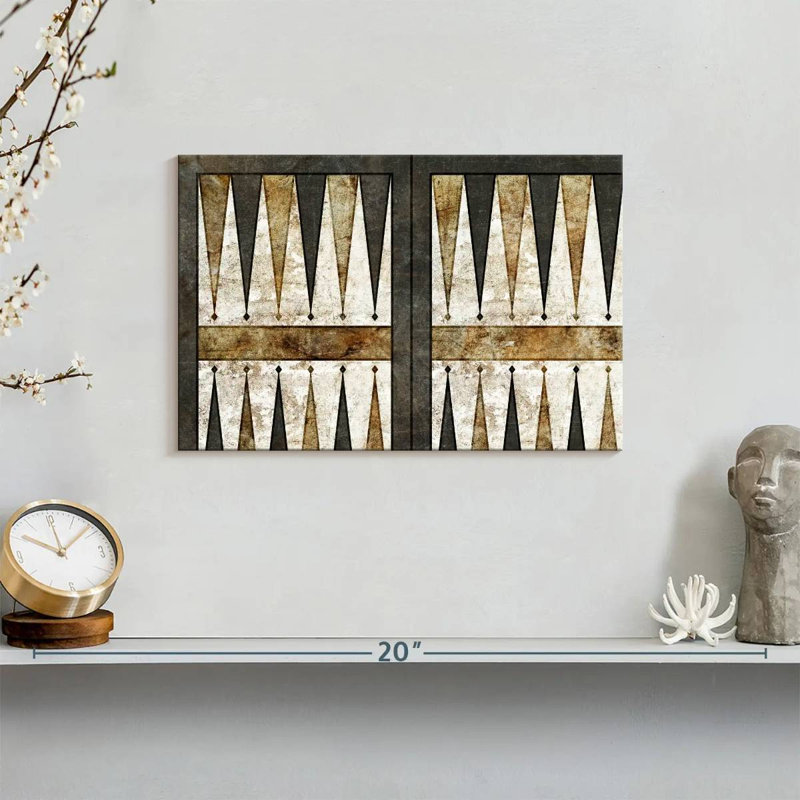 Plateau de backgammon rétro Senne, H 8 po x l 12 po
