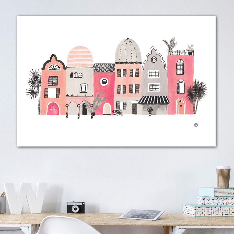 « row of houses », art, H 40 po x l 60 po x 1,5 po, Toile tendue