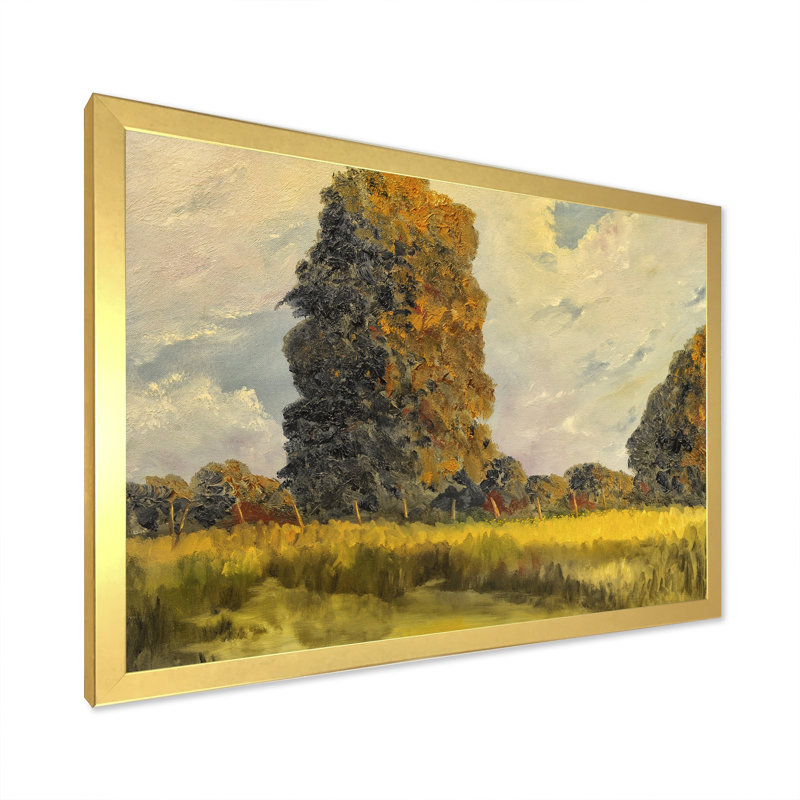 «Lake Shore In Summer Forest», reproduction sur toile flottante, H 8 po x l 12 po x P 1 po, Cadre doré