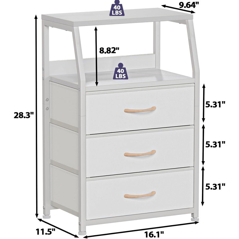 Bedside Table, White