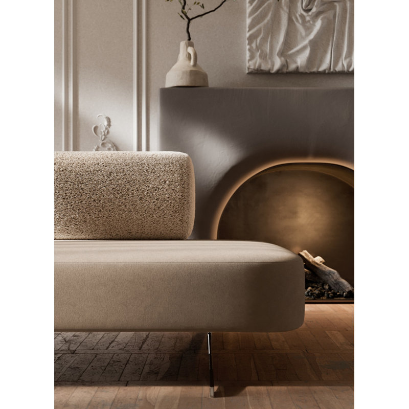 Carmel 2 Seater Velvet Sofa, 67cm H x 200cm W x 80cm D, Cream