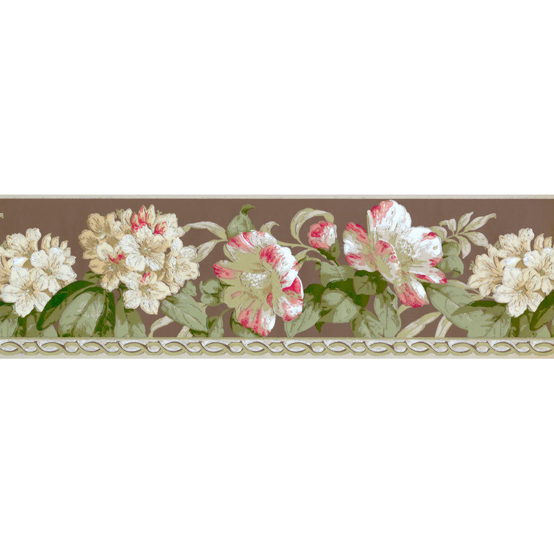 Kasye Pre-Pasted Vinyl Floral, Taupe/Red
