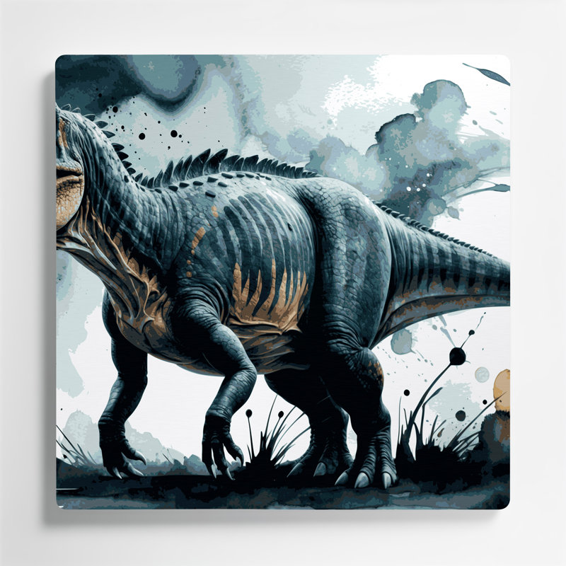 «Dinosaur Titanosaurus», art mural en métal bleu, H 16 po x l 16 po