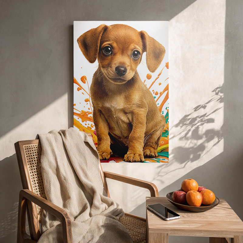 Vibrant Pop Art, impression sur toile chiot haute définition - Studio, 12*8 inch (30*20*2cm)
