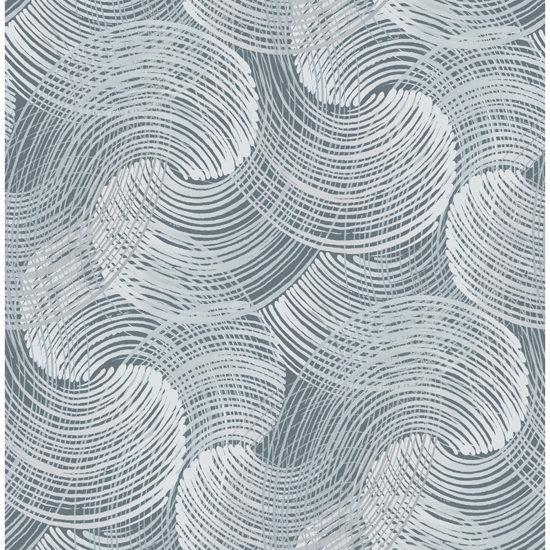 Rouleau de papier peint tourbillonnant L 33 pi x l 20,5 po Karson, Bleu