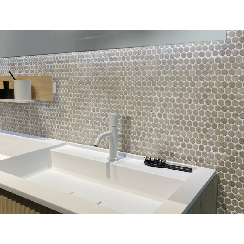12.3" x 11.3" Wood Penny Round Mosaic Wall & Floor Tile