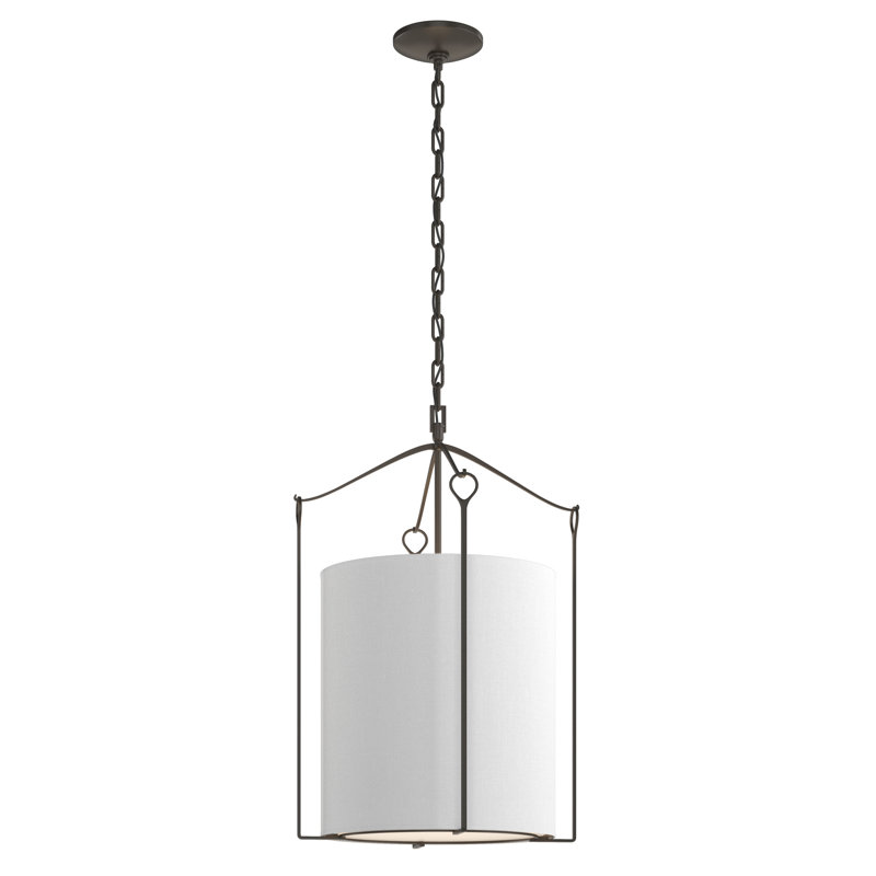 Bow 3 - Light Lantern Cylinder Pendant, Dark Smoke, Flax