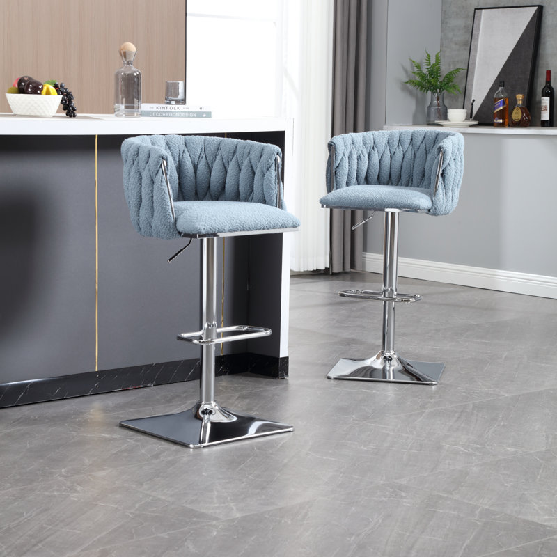 Dalicia Swivel Counter Stool with Metal Frame, Light Blue 