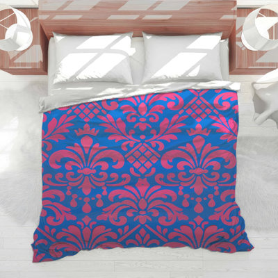 Pink Blue Damask Comforter