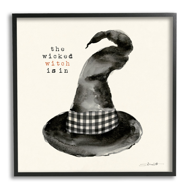«The Wicked Witch Is In Halloween» encadré sur bois par Stephanie Workman Marrott, impression, Giclée encadrée noir minuit