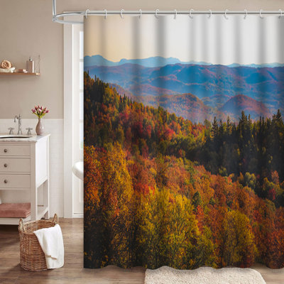 Rideau de douche Québec avec 12 crochets Sunny Autumn Mountains