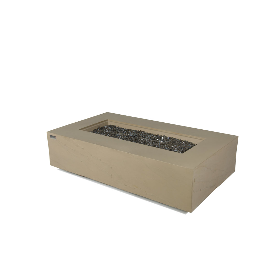 Capetown/Meteora/Colorado 56" Outdoor Sandstone Fire Pit 60,000 BTU - Includes Fire Glass, Lid & PVC Cover Elementi Fuel 