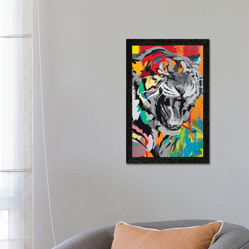 Tiger by DAAS - Print on Canvas, 66.04 cm H x 45.72 cm W, Black Framed