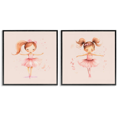  Little Ballerina Dancers 2 PC Giclee Art Set by Andrea Haase