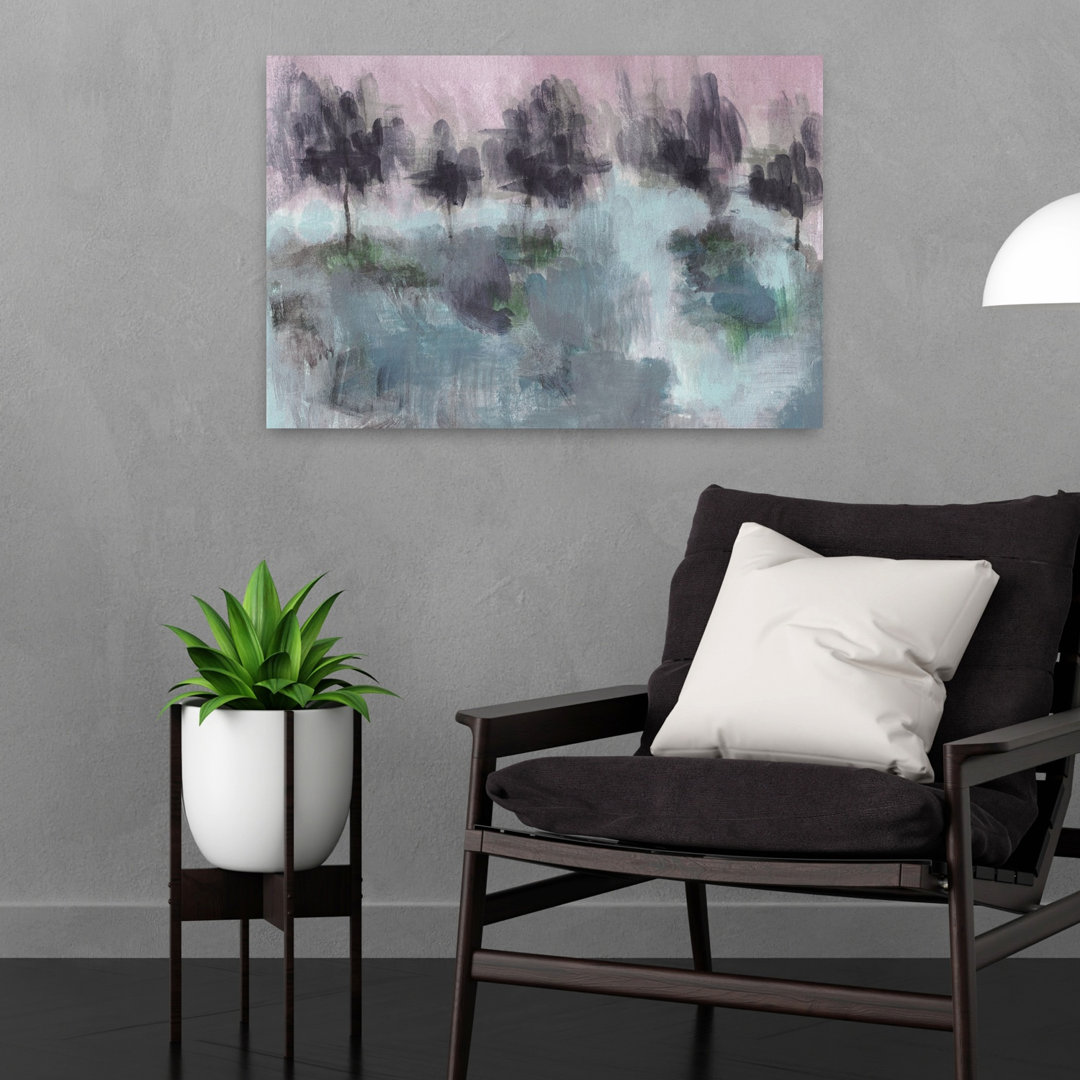 Misty Forest Abstraction Abstract Dreamy Peaceful Landscape Nature Wall Art Print