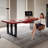 Red + Black Rectangular Solid Wood + Carbon Steel + Acrylic with 1 drawers desk-233492142