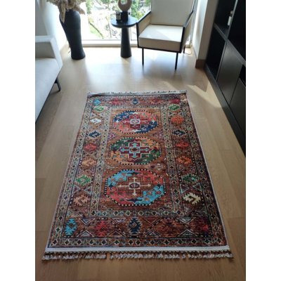 Coton imprimé marocain brun Toscana Tapis chenille antidérapant