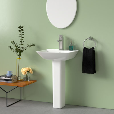 Lavabo de salle de bain rectangulaire 27,5 "en porcelaine vitreuse rectangulaire avec trop-plein