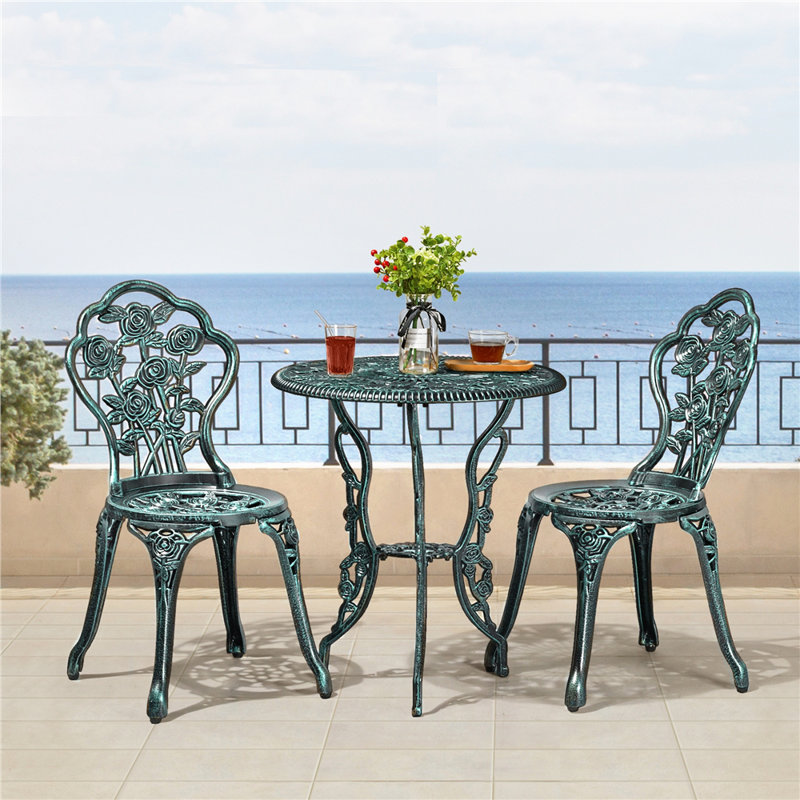 2 - Person Patio Dining Set with Round Table, Green