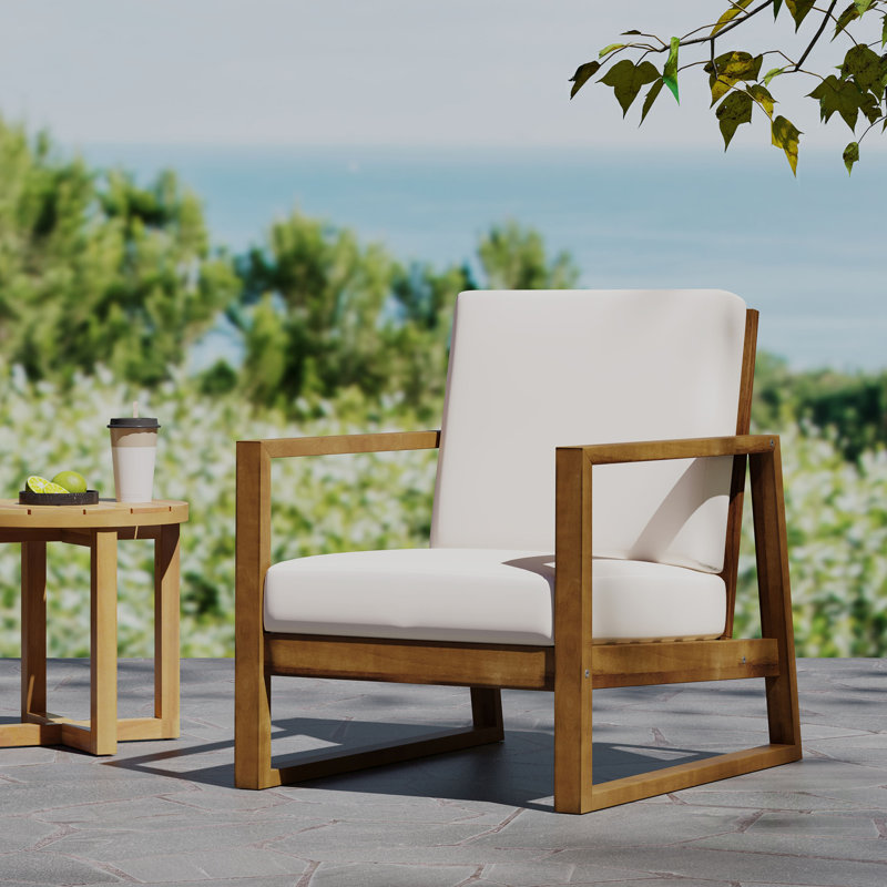 Chaise de club belge, fauteuil, Coussin crème / structure en teck