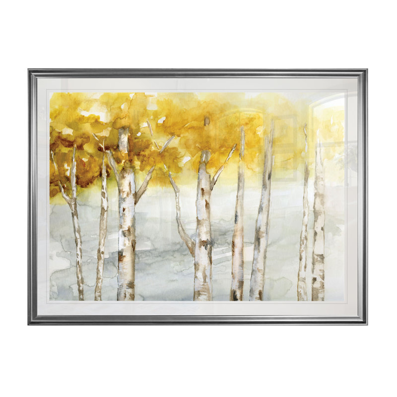 « golden trees », impression, H 20 po x l 24 po x P 1,5 po, Cadre argenté
