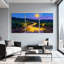 Abstrait au clair de lune, chemin de vignes dans la nuit, ensemble de 3 impressions sur toile-363340797