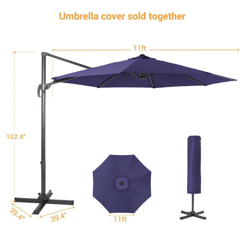 Parasol en porte-à-faux 132,1 po Sabaha, Bleu marine