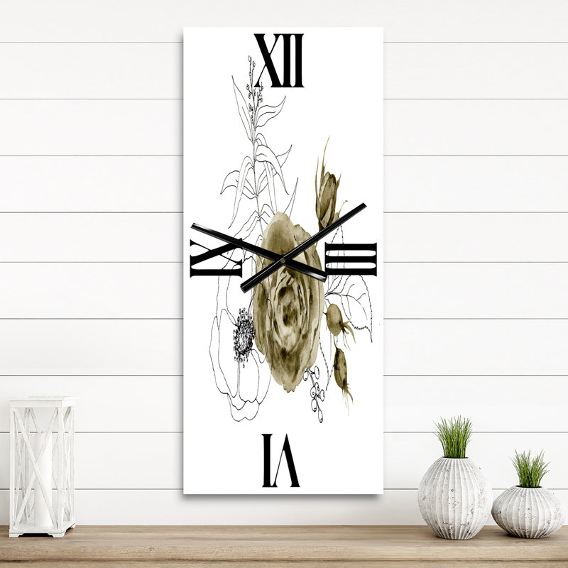 Horloge murale Anemone Bouquet Flower avec branches d'eucalyptus, Petit