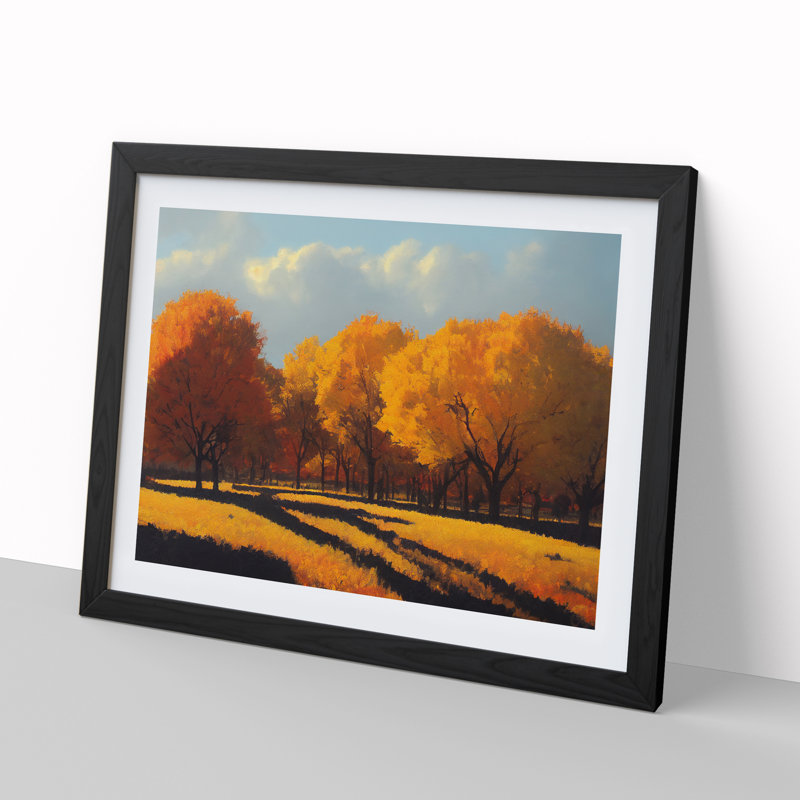 Autumn Forest Trees Vol.1 - Single Picture Frame Print, 46cm H x 64cm W x 2cm D, Black Framed