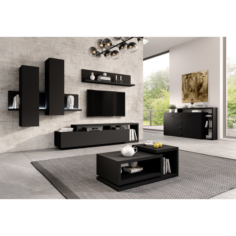 Carnahagh Block Coffee Table with Storage, Black