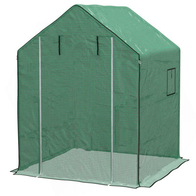 1 Piece Walk-In Greenhouse Replacement Cover For 01-0472 W/ Roll-Up Door And Mesh Windows, 55"X56.25"X74.75" Reinforced Anti-Tear PE Hot House Cover (Frame Not Included), Green