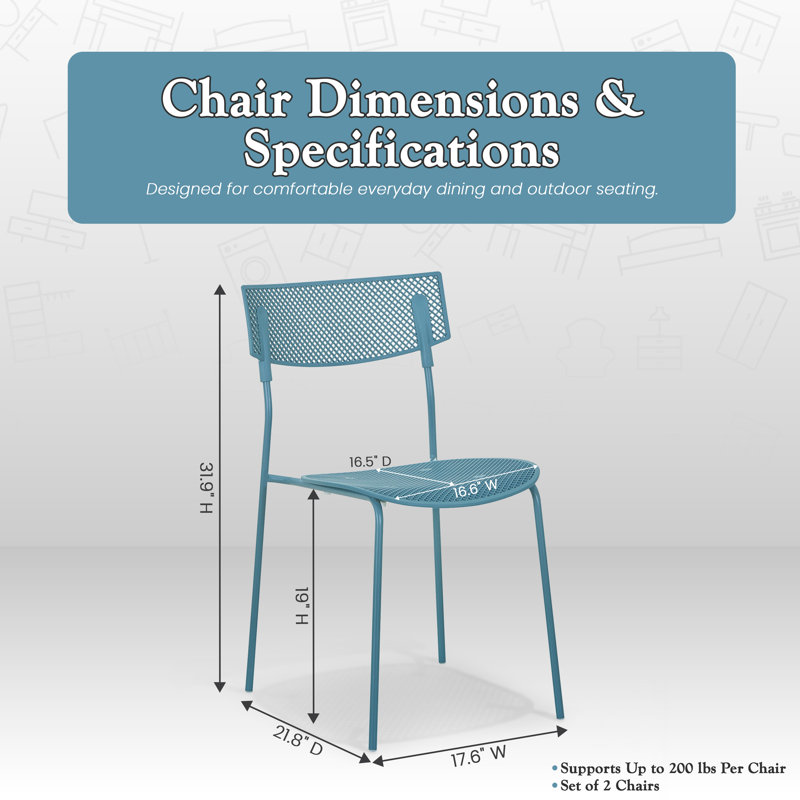 Chaise d'appoint moderne en filet avec dossier incurvé et conception légère pour la salle à manger, le bureau et l'espace de vie - ensemble de 2, bleu clair