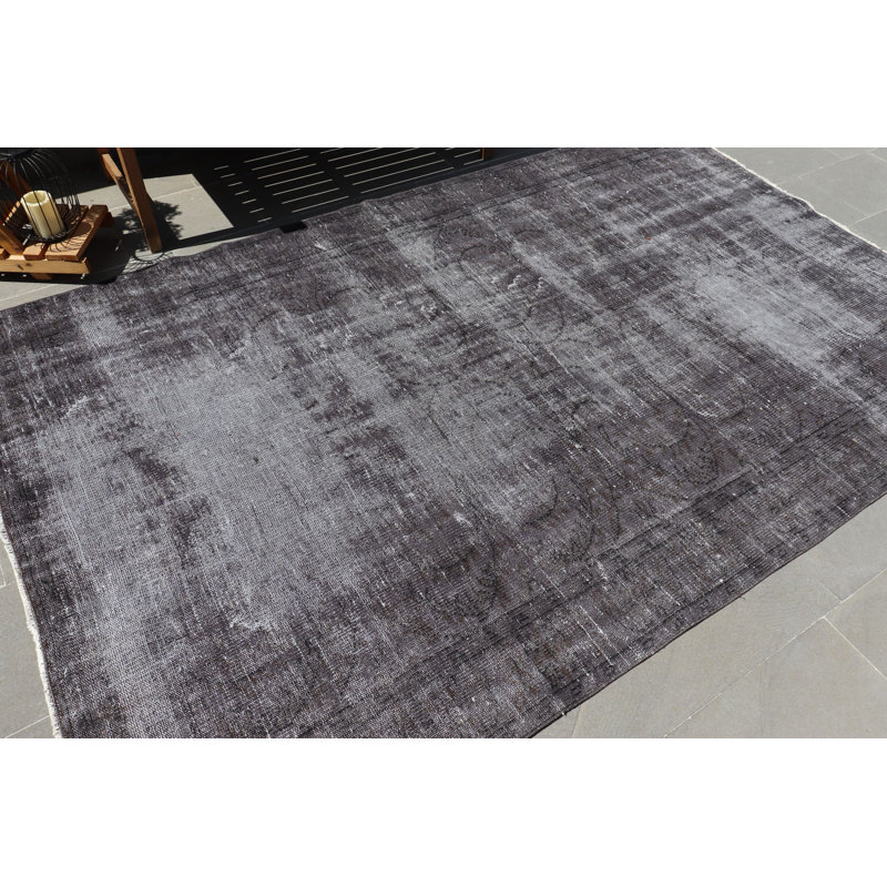 Grand tapis turc vintage en laine Oushak - Tapis noir tribal pour espaces surdimensionnés