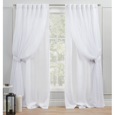 Paire de rideaux occultant et transparent avec passe-tringle et passe-tringle Exclusive Home Catarina