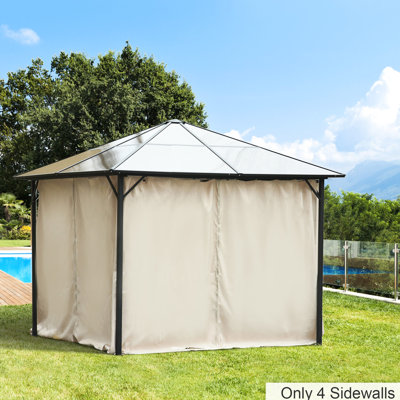 10' X Gazebo Replacement Sidewall, Beige With Hook & Straps, For Outdoor And Cabanas, Simple Installation Sidewall , Hooks Blocks Wind Provides Privacy