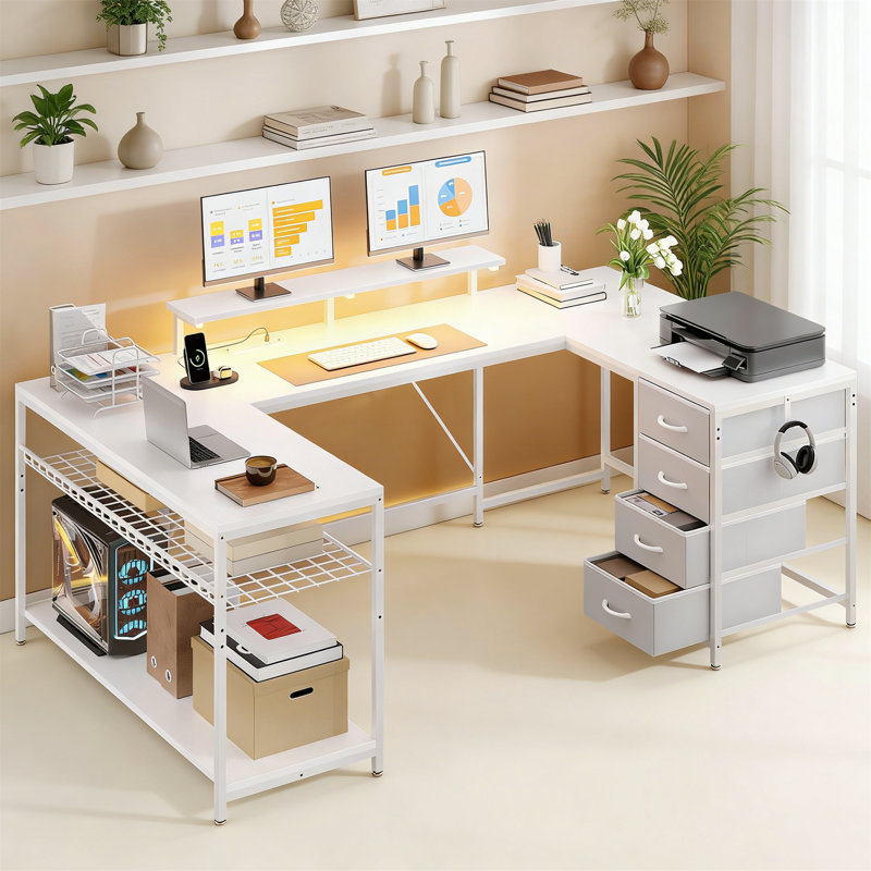 Metal Base Computer Desk, White