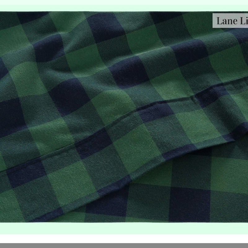 SoftCheck Cotton Flannel Bedding Set - 4-Piece Sheets, Lightweight & Breathable, Brushed for Extra Softness, Fits Upto 16' Mattress - Buffalo Check