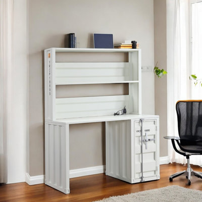 Cargo White Finish Writing Desk W/Hutch