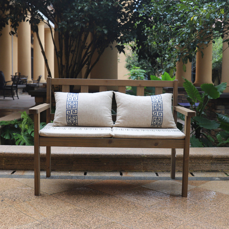 Outdoor Wooden 2-Seater Garden Bench Patio Furniture For Backyard Lawn
