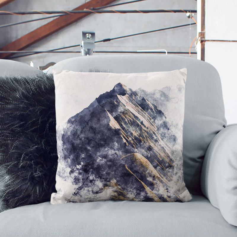 Mountain Ridge in Switzerland Cushion with Filling, 55cm H x 55cm W x 20cm D, Stone