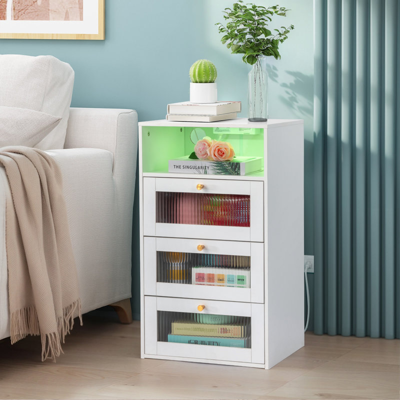 White Nightstand With USB