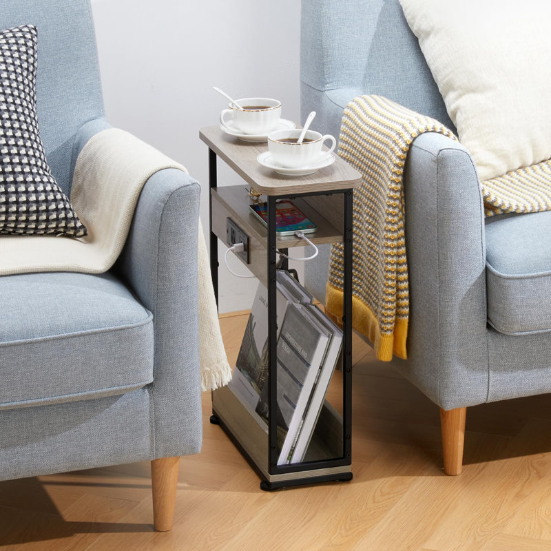 40cm W Metal Bedside Table, Beige