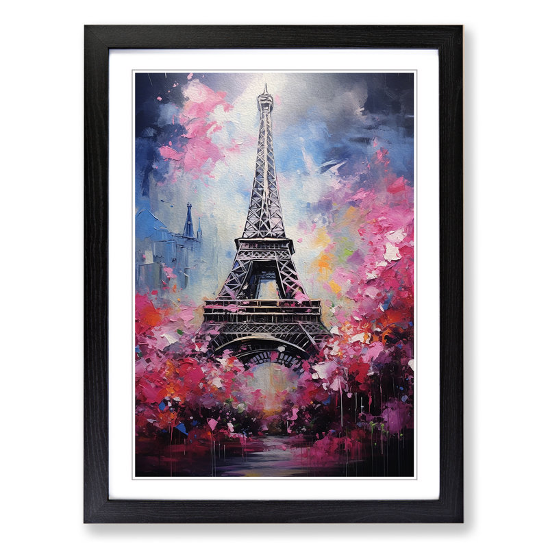 Eiffel Tower Contemporary - Single Picture Frame Print on Wood, Black, 64" H x 46" W x 2" D