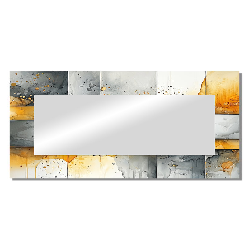 Geometric Pulse Of Hard Edge Paint - Hard Edge Painting Mirror Wall Art - Printed On Metal, 28" x 60"
