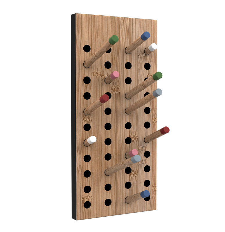 Homer Solid Wood 12 - Hook Wall Mounted Coat Rack, 36cm H x 17cm W x 1.2cm D