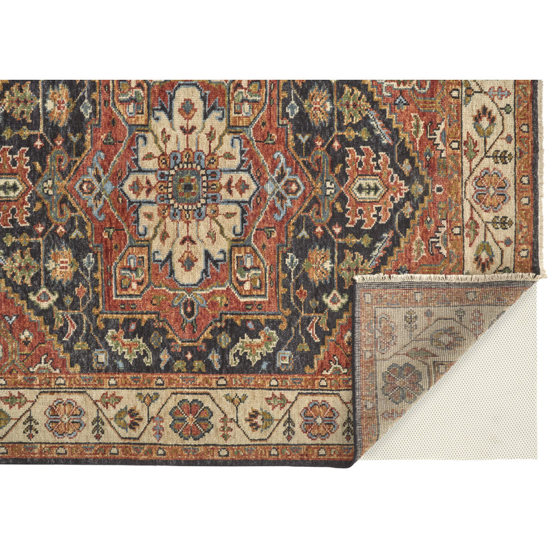 Carrington Wool Oriental Area Rug in Red, Rectangle 2' x 3'