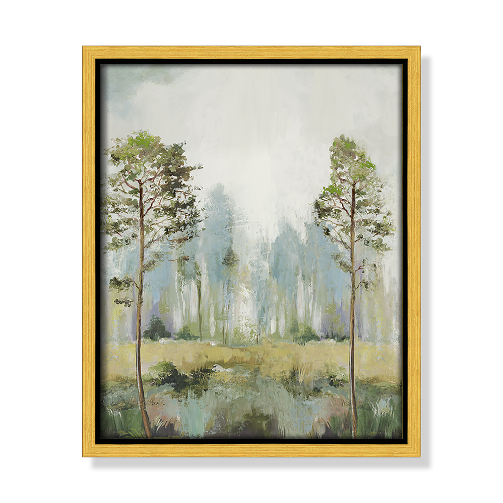 Teton "Tall Green Trees II" Print by Allison Pearce, 11.5" H x 9.5" W, Gold