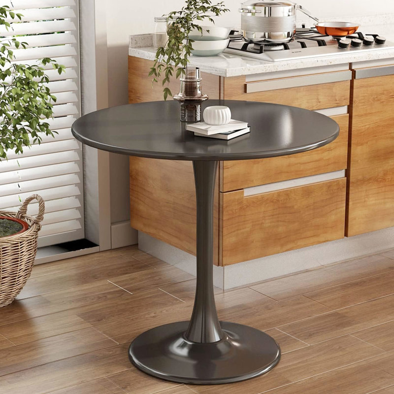 Table de salle à manger de 31,5 po de diamètre, noir moderne, structure en métal, pour la cuisine et la chambre, table ronde simple à assemblage noir de 31,5 po, conception, surface, facile à nettoyer